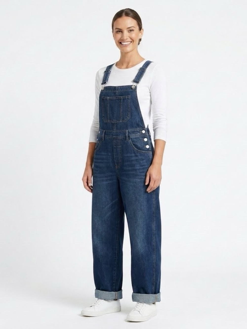 Women's Dark Blue Wide Leg Denim Overalls EUC XS